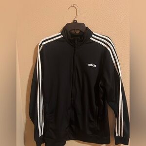Adidas Black and White Windbreaker with Signature Stripes